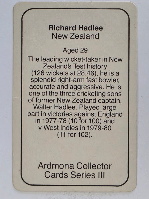 1980-81 Ardmona International Cricket | Richard Hadlee New Zealand