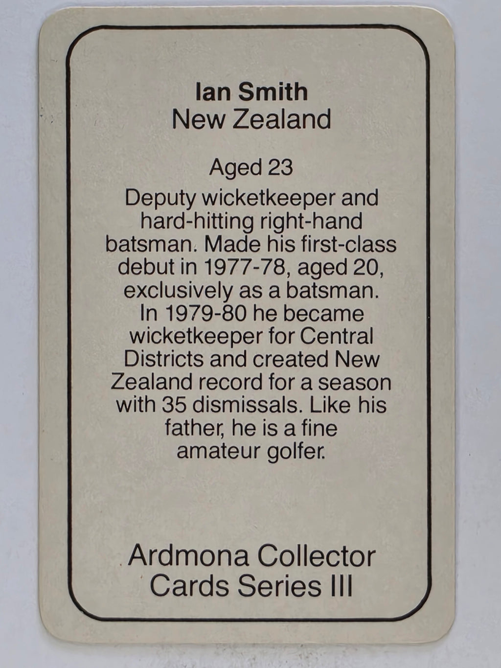 1980-81 Ardmona International Cricket | Ian Smith New Zealand
