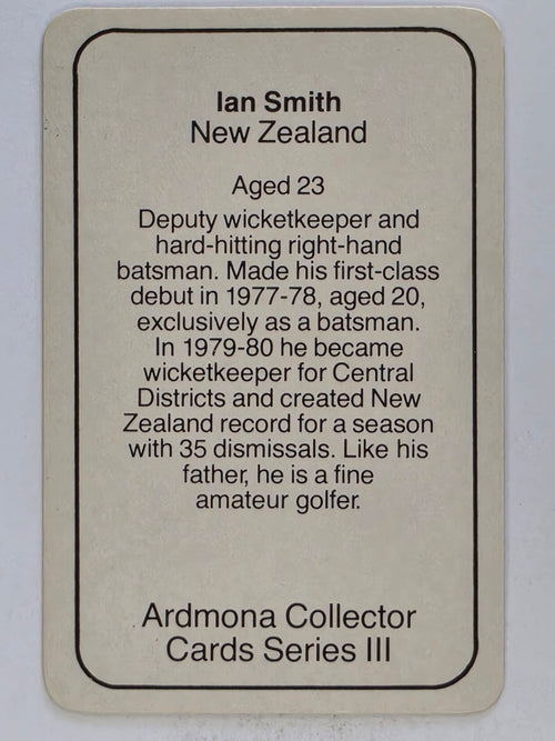 1980-81 Ardmona International Cricket | Ian Smith New Zealand