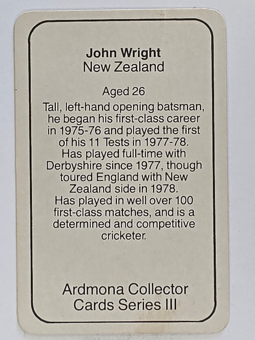 1980-81 Ardmona International Cricket | John Wright New Zealand