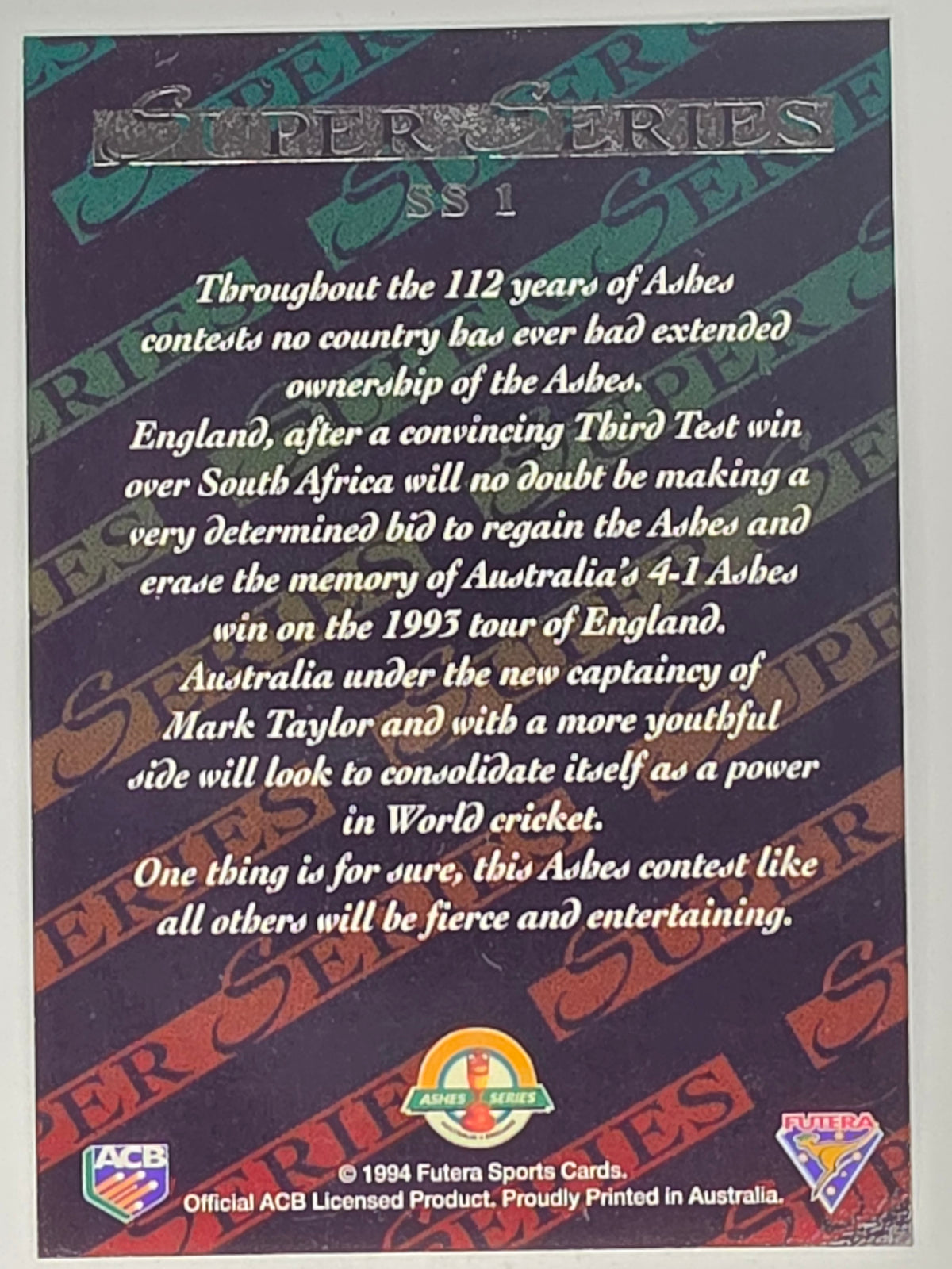 1994-95 Futera Cricket Super Series #SS1 Ashes Series