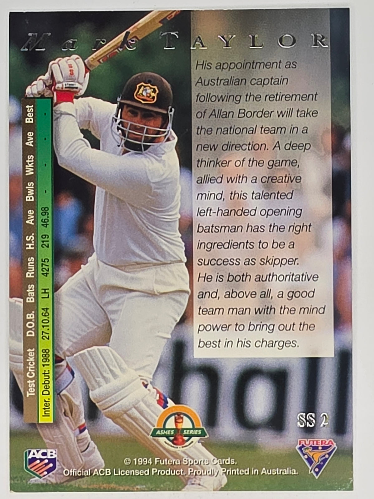 1994-95 Futera Cricket Super Series #SS2 Mark Taylor Australia