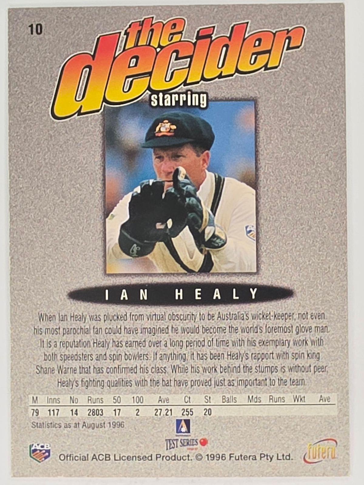 1996 Futera The Decider #10 Ian Healy Australia