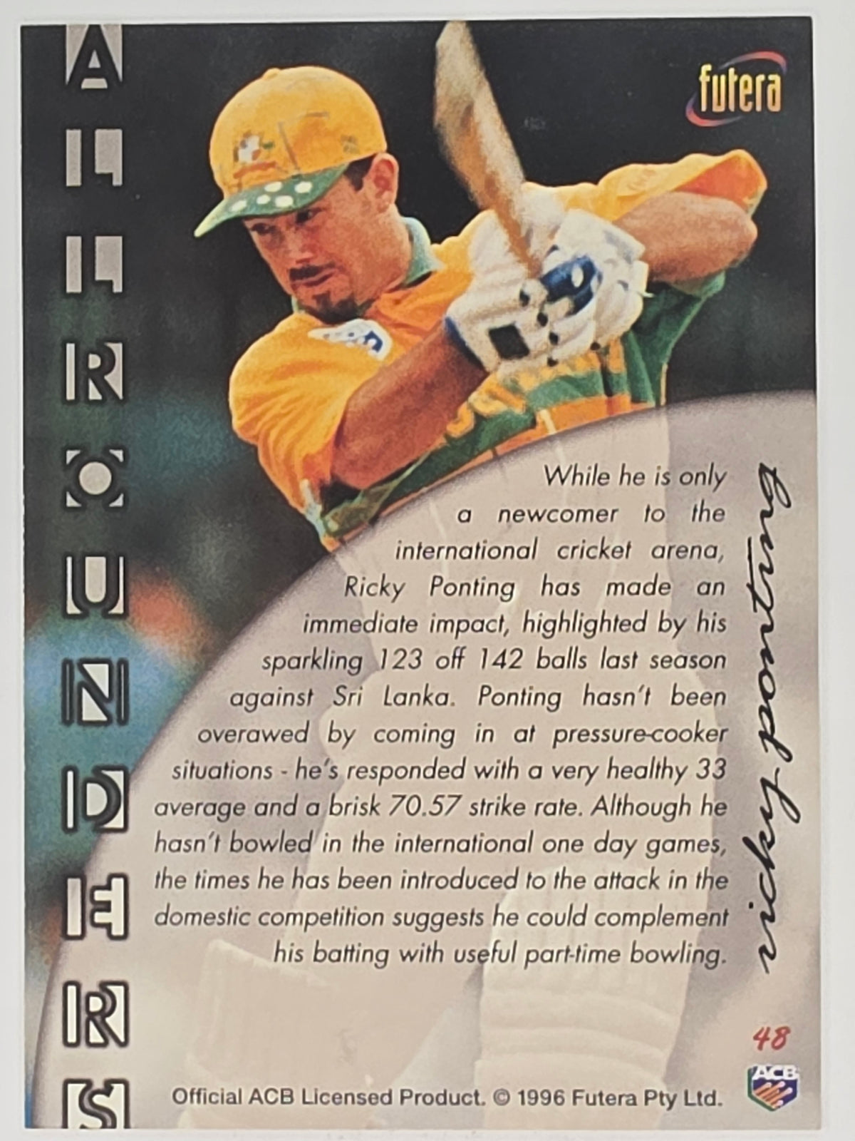 1996 Futera The Decider #48 Ricky Ponting Australia