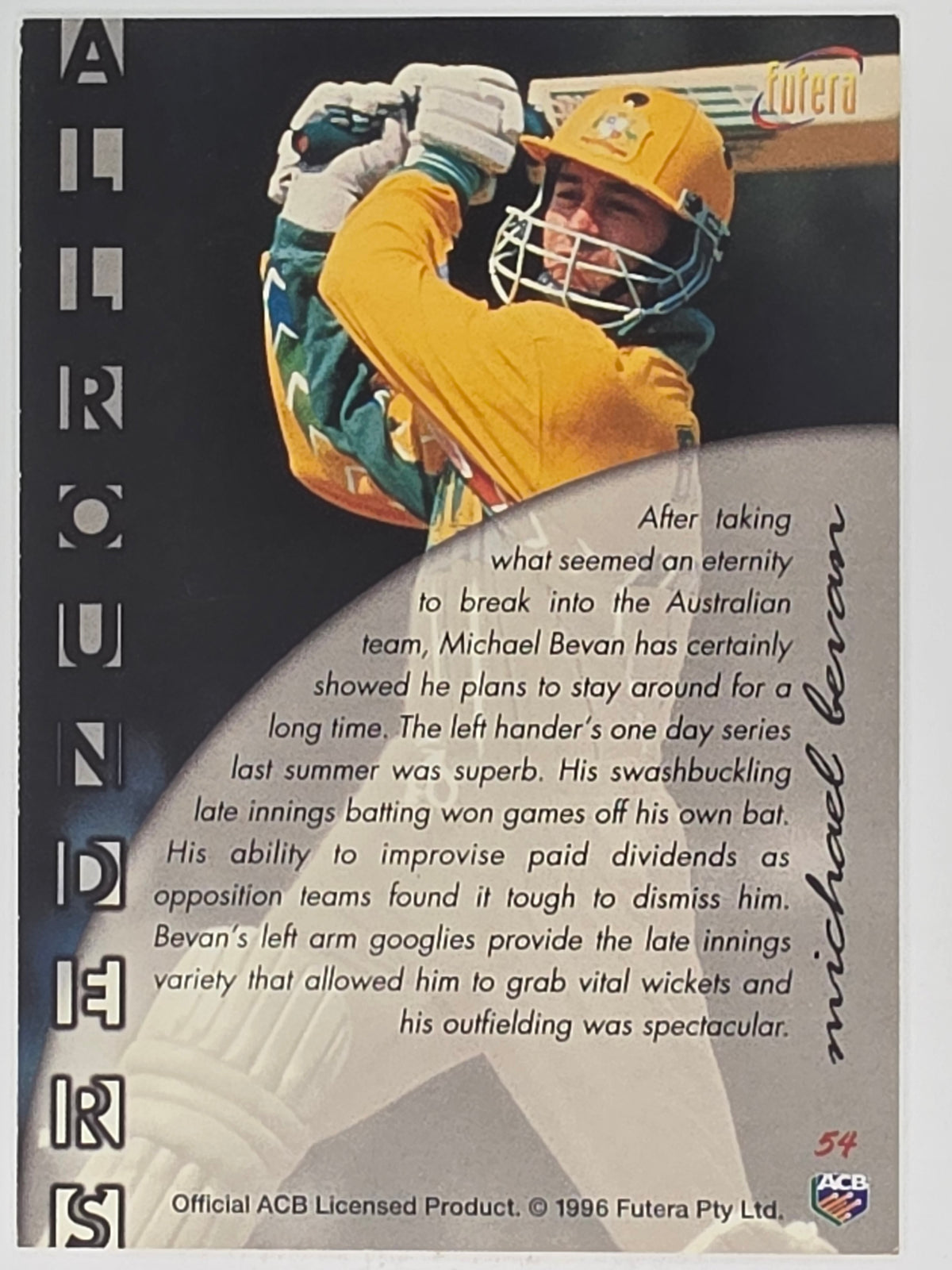 1996 Futera The Decider #54 Michael Bevan Australia