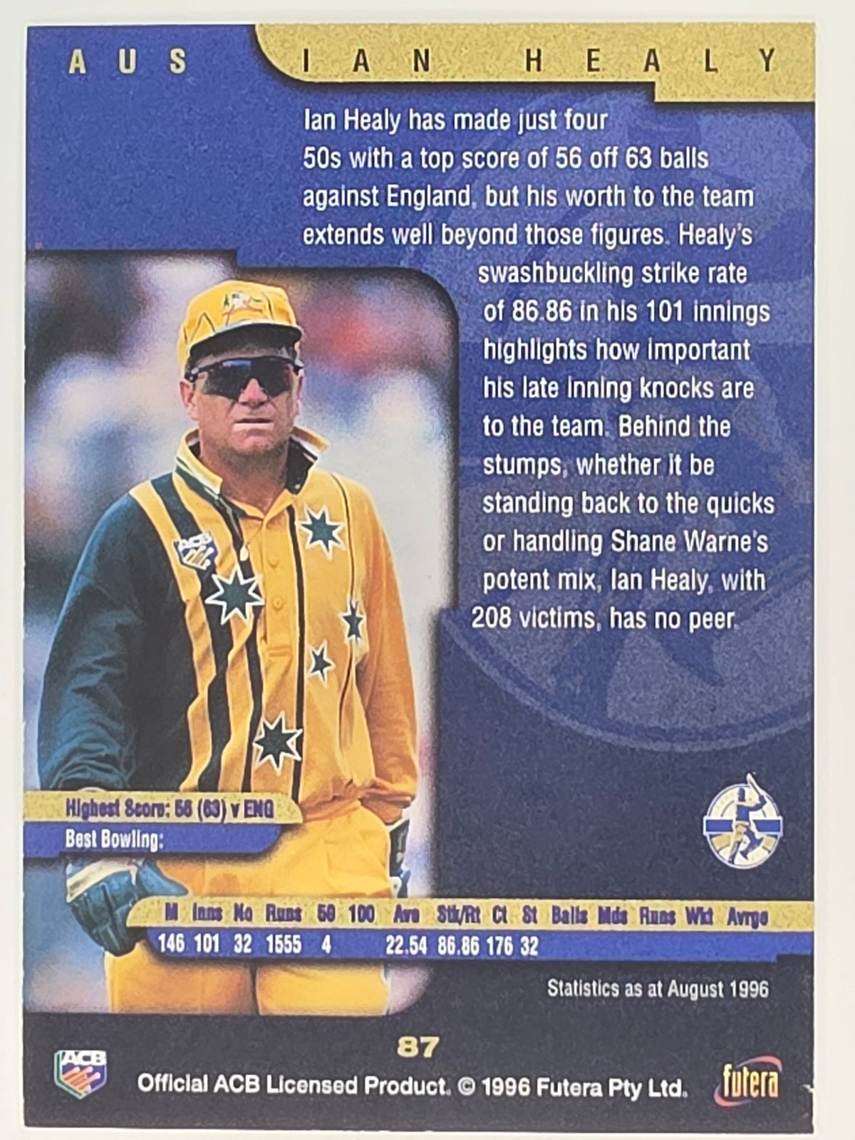 1996 Futera The Decider #87 Ian Healy Australia