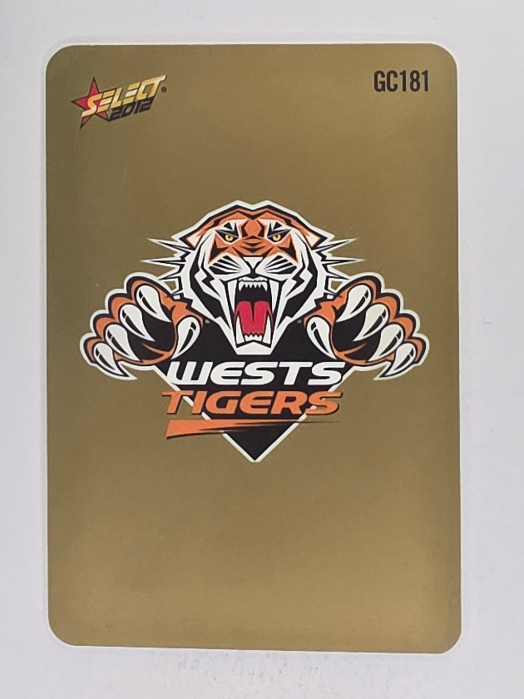 NRL 2012 Champions Gold Parallel Card #181 Wests Tigers Logo