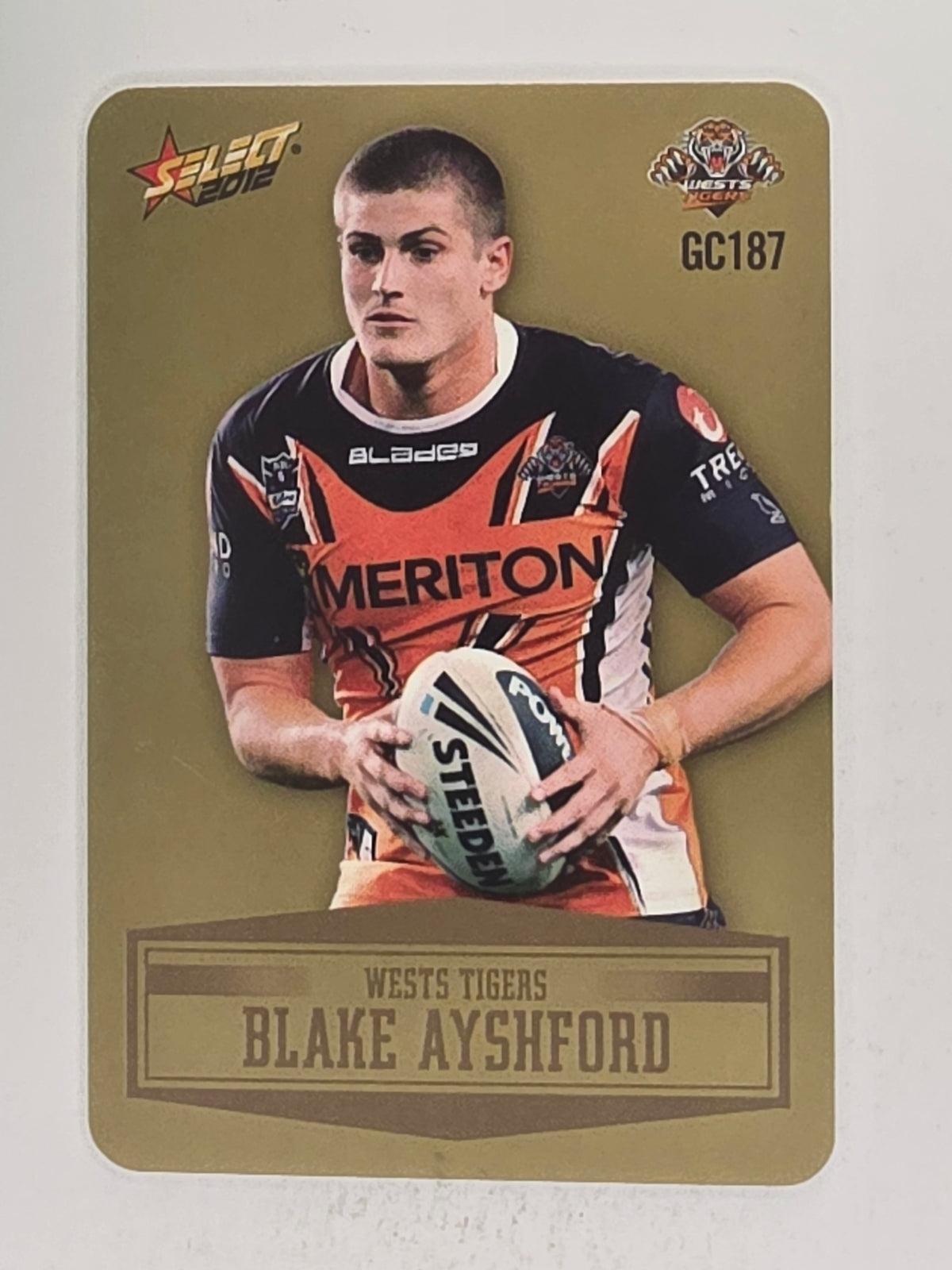 NRL 2012 Champions Gold Parallel Card #187 Blake Ayshford Wests Tigers