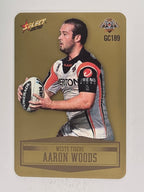 NRL 2012 Champions Gold Parallel Card #189 Aaron Woods Wests Tigers
