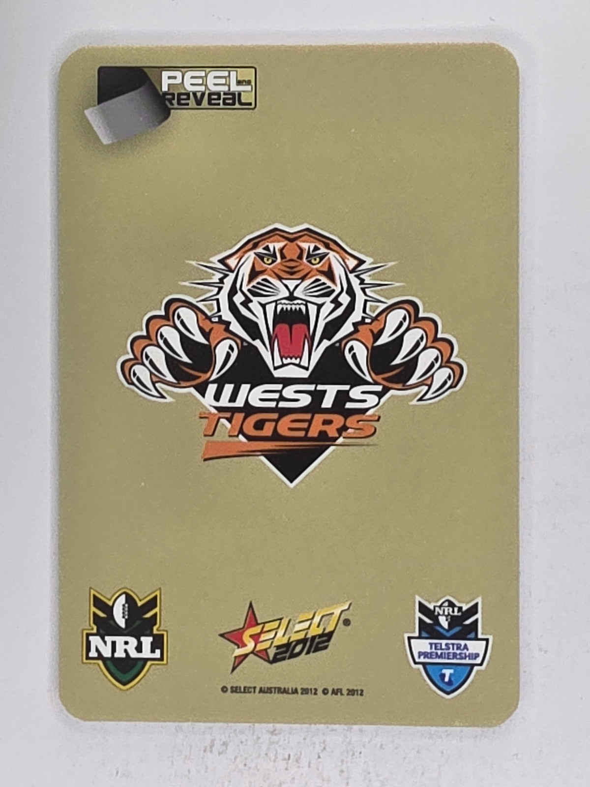 NRL 2012 Champions Gold Parallel Card #189 Aaron Woods Wests Tigers