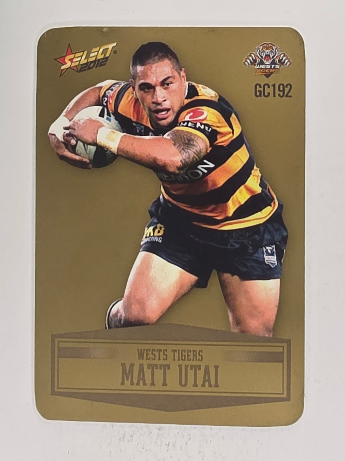 NRL 2012 Champions Gold Parallel Card #192 Matt Utai Wests Tigers