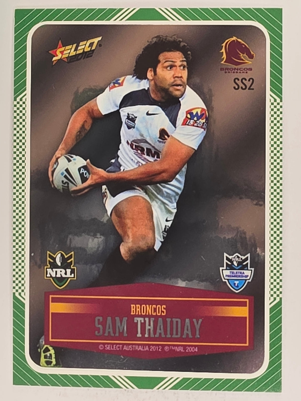 NRL 2012 Champions Peeled Parallel Card #2 Sam Thaiday Brisbane Broncos