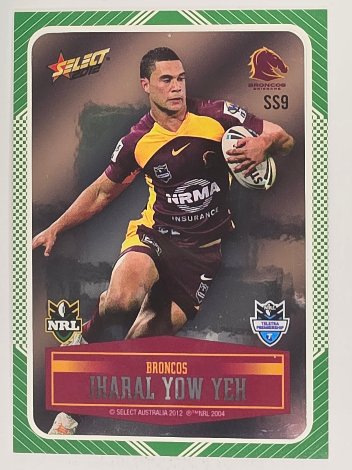NRL 2012 Champions Peeled Parallel Card #9 Jharal Yow Yeh Brisbane Broncos