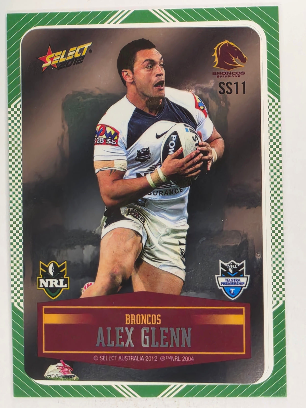 NRL 2012 Champions Peeled Parallel Card #11 Alex Glenn Brisbane Broncos