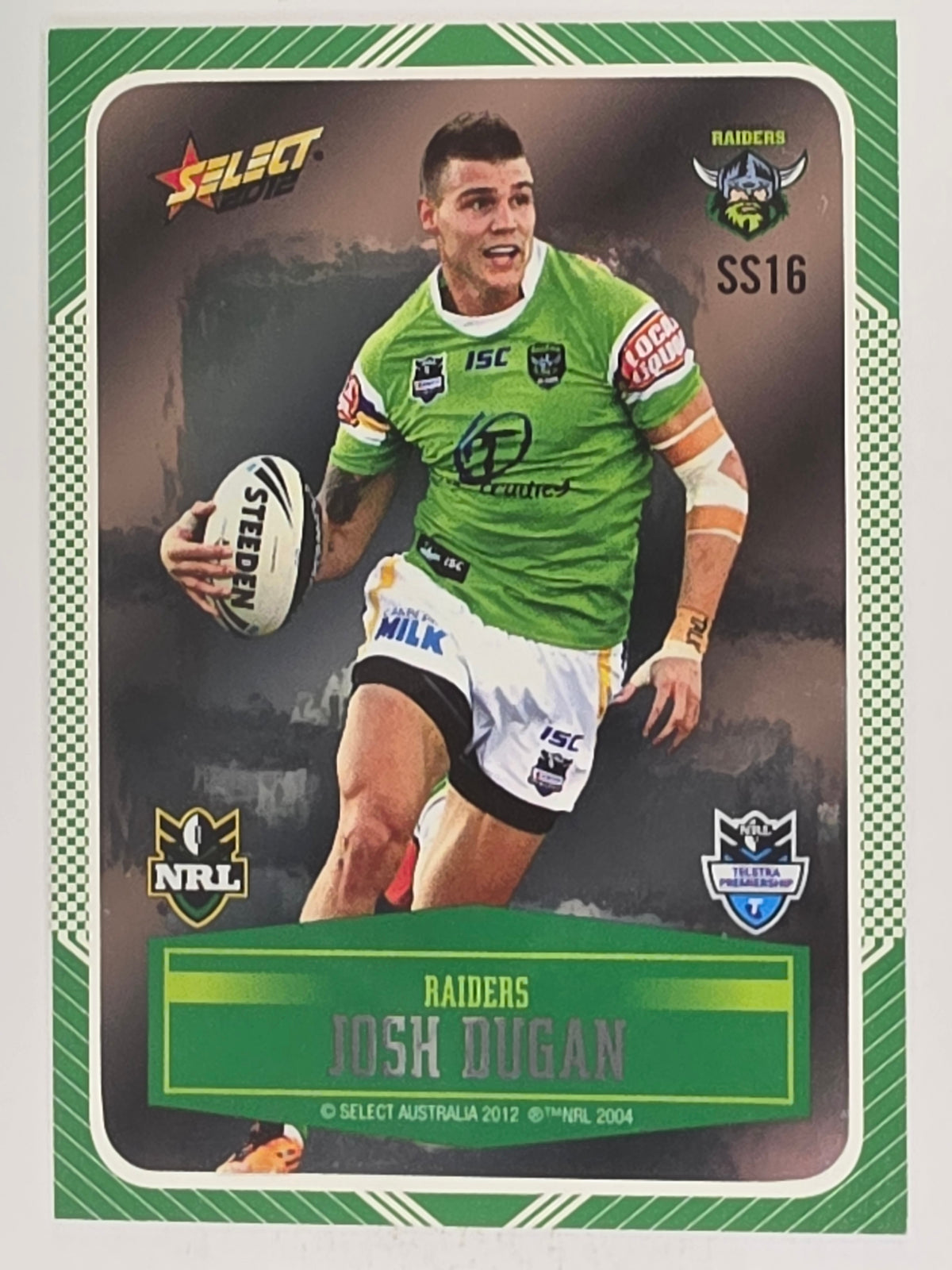 NRL 2012 Champions Peeled Parallel Card #16 Josh Dugan Canberra Raiders