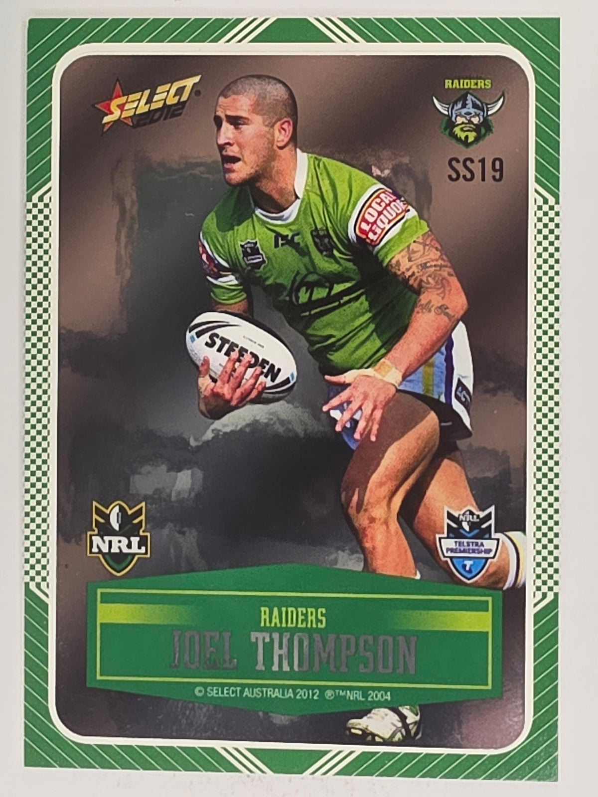 NRL 2012 Champions Peeled Parallel Card #19 Joel Thompson Canberra Raiders