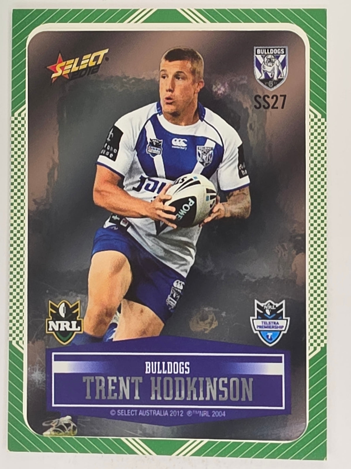NRL 2012 Champions Peeled Parallel Card #27 Trent Hodkinson Canterbury Bankstown Bulldogs