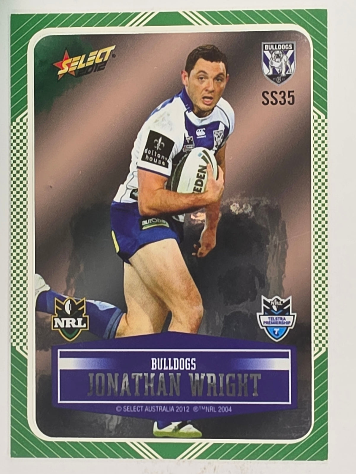 NRL 2012 Champions Peeled Parallel Card #35 Jonathan Wright Canterbury Bankstown Bulldogs