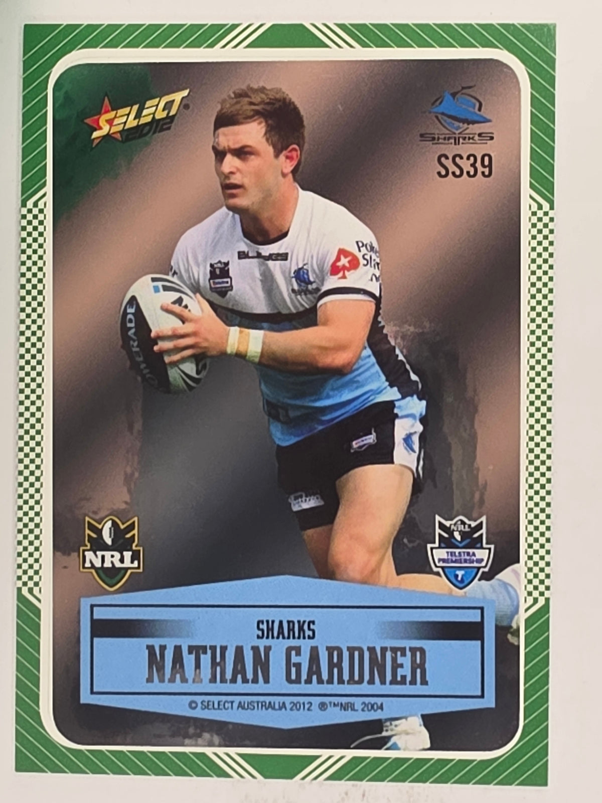 NRL 2012 Champions Peeled Parallel Card #39 Nathan Gardner Cronulla Sutherland Sharks