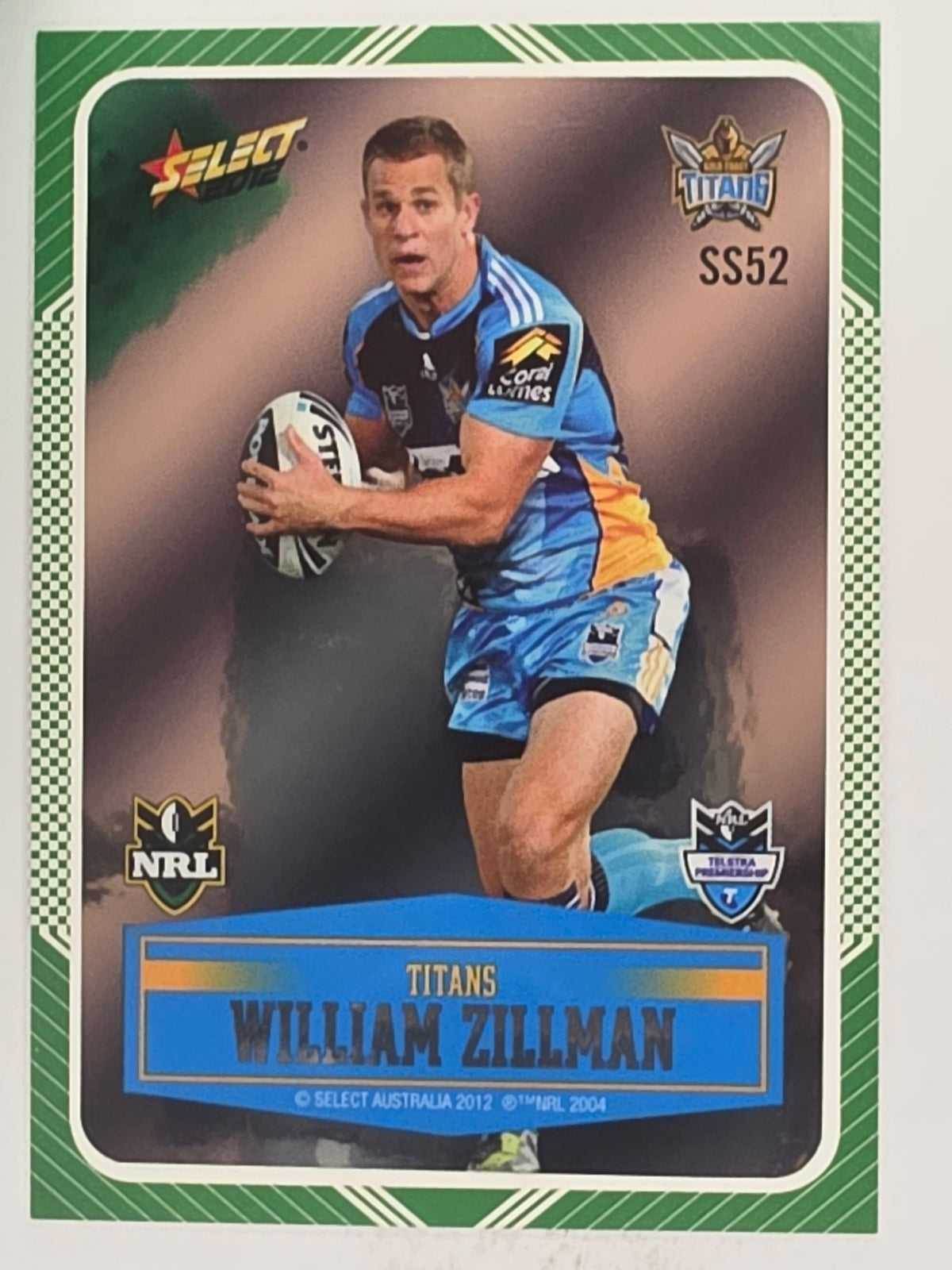 NRL 2012 Champions Peeled Parallel Card #52 William Zillman Gold Coast Titans