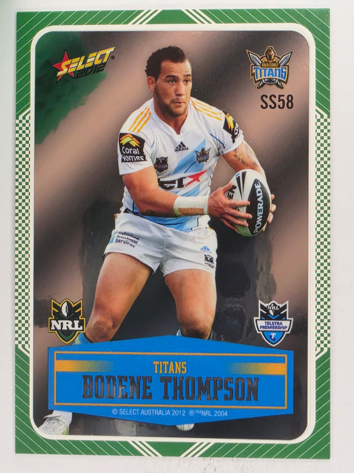 NRL 2012 Champions Peeled Parallel Card #58 Bodene Thompson Gold Coast Titans