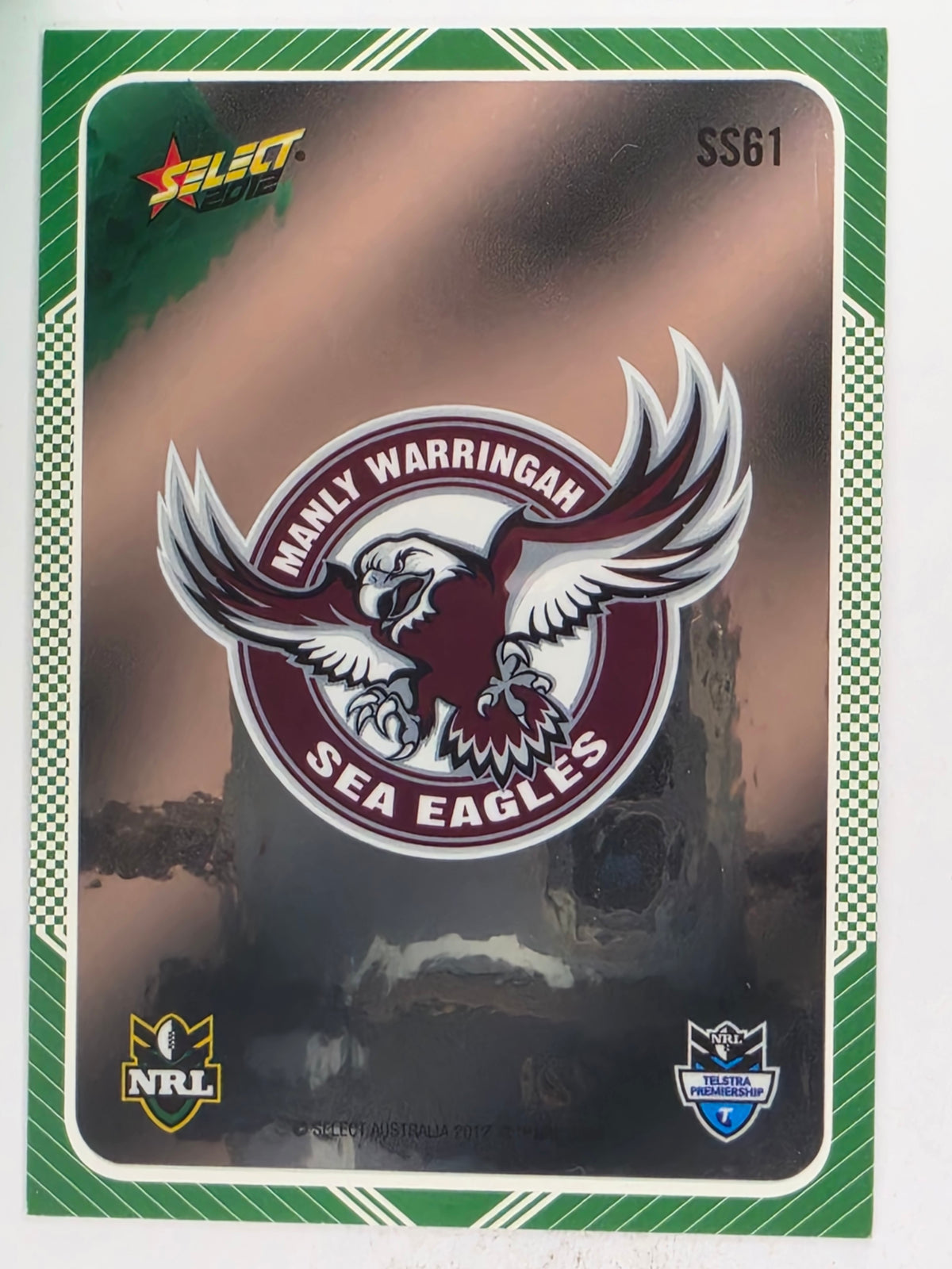 NRL 2012 Champions Peeled Parallel Card #61 Manly Warringah Sea Eagles Logo