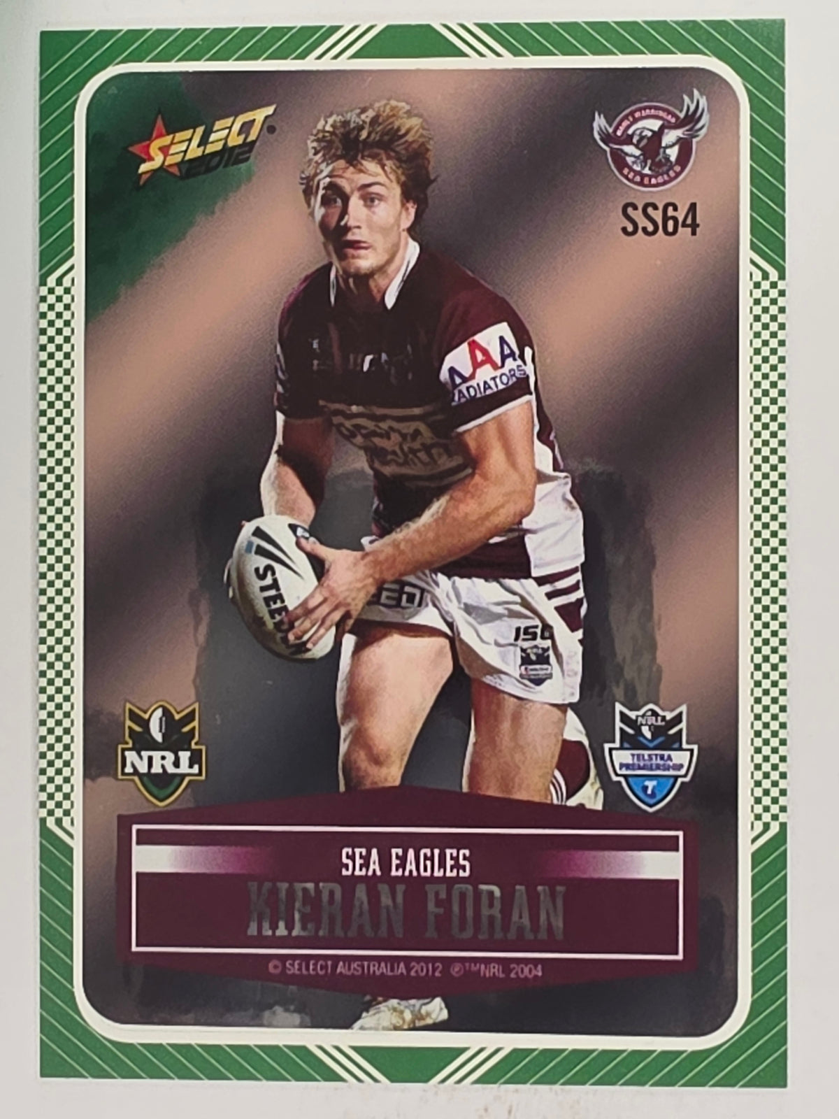NRL 2012 Champions Peeled Parallel Card #64 Kieran Foran Manly Warringah Sea Eagles