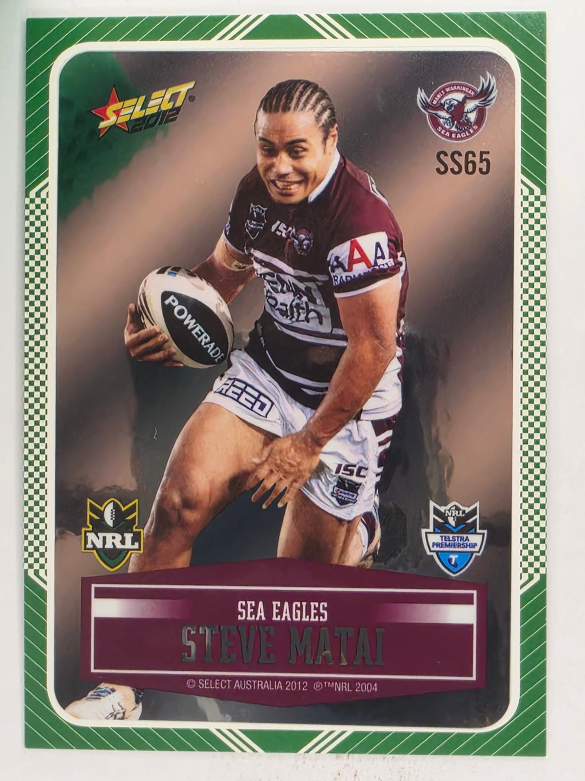 NRL 2012 Champions Peeled Parallel Card #65 Steve Matai Manly Warringah Sea Eagles
