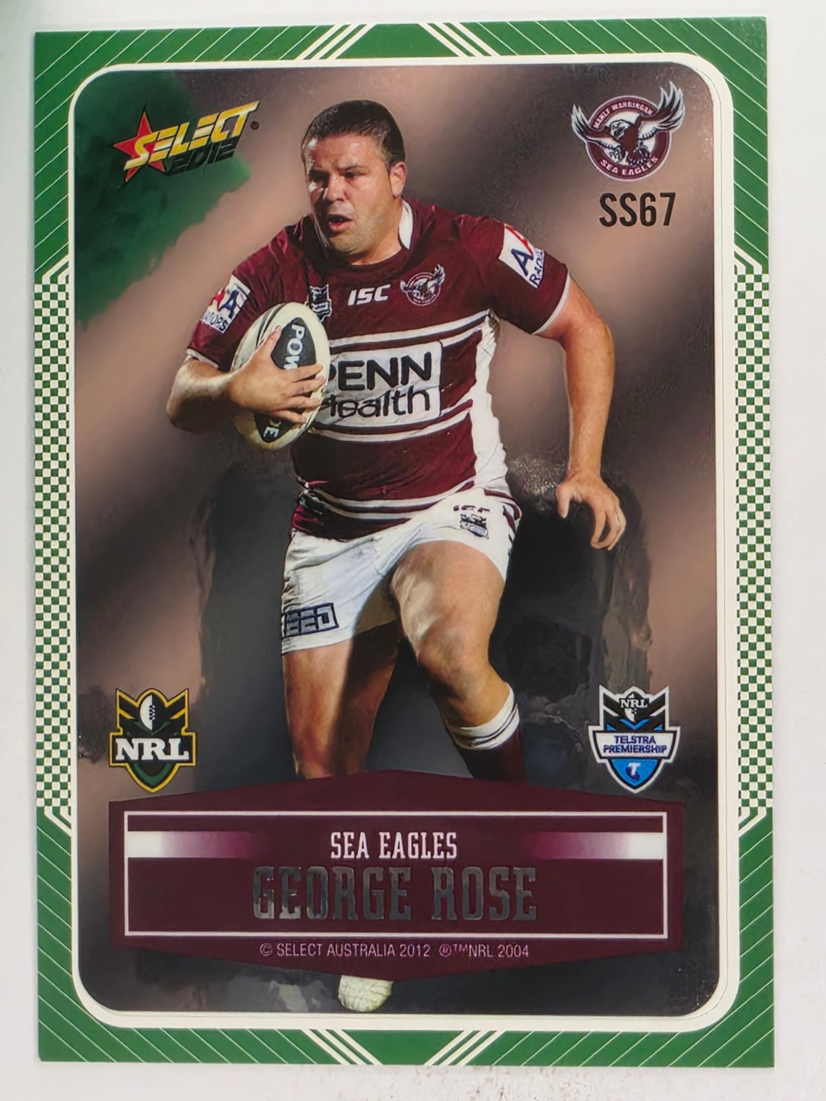 NRL 2012 Champions Peeled Parallel Card #67 George Rose Manly Warringah Sea Eagles