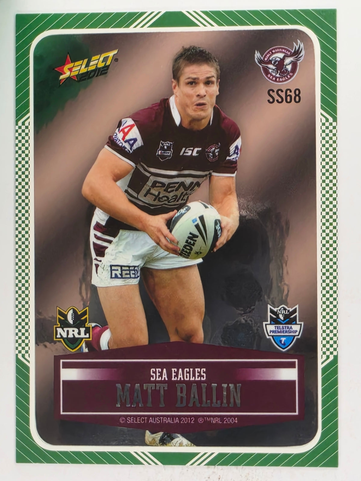 NRL 2012 Champions Peeled Parallel Card #68 Matt Ballin Manly Warringah Sea Eagles