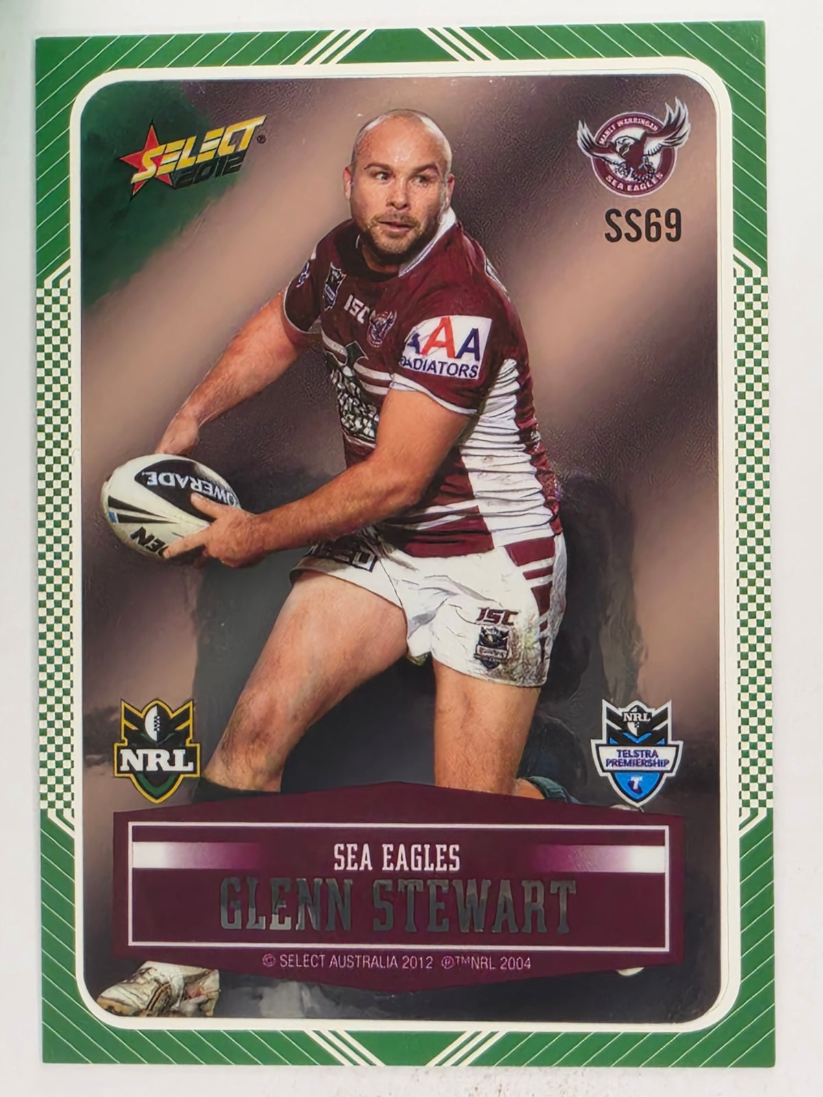NRL 2012 Champions Peeled Parallel Card #69 Glenn Stewart Manly Warringah Sea Eagles