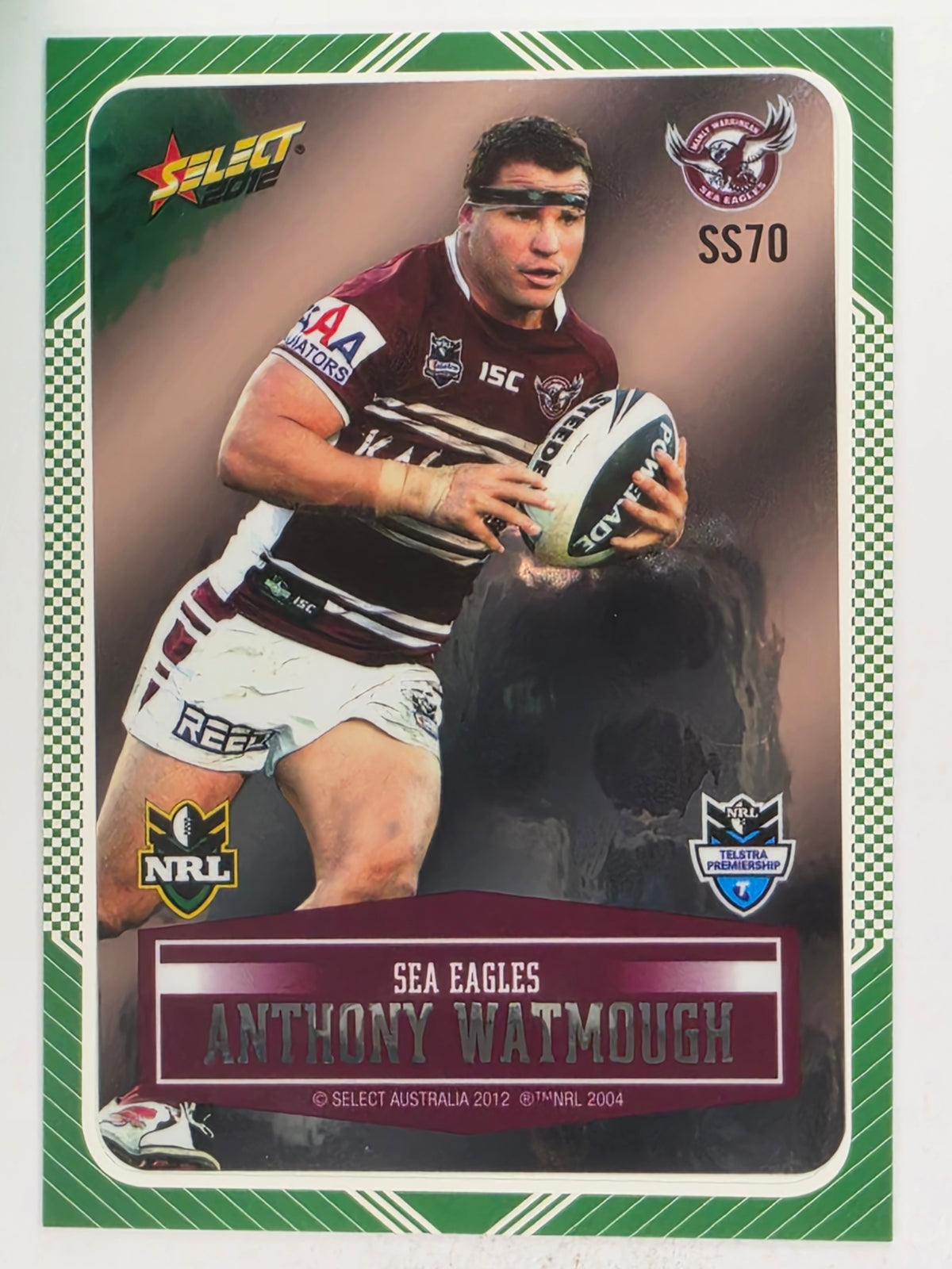 NRL 2012 Champions Peeled Parallel Card #70 Anthony Watmough Manly Warringah Sea Eagles