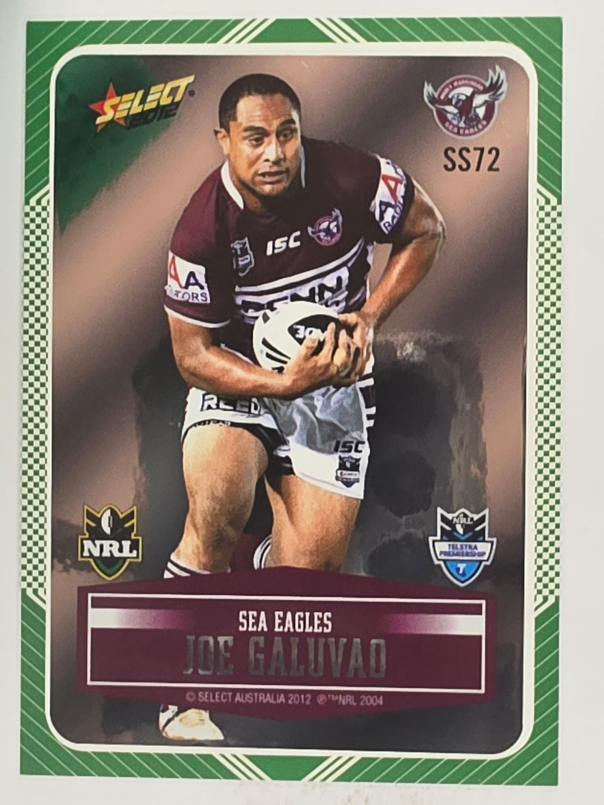 NRL 2012 Champions Peeled Parallel Card #72 Joe Galuvao Manly Warringah Sea Eagles