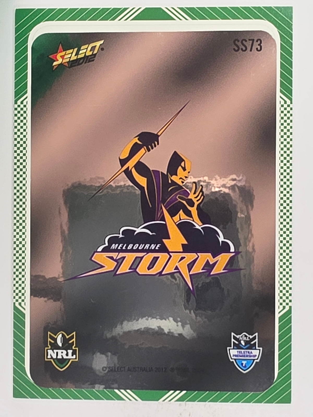 NRL 2012 Champions Peeled Parallel Card #73 Melbourne Storm Logo