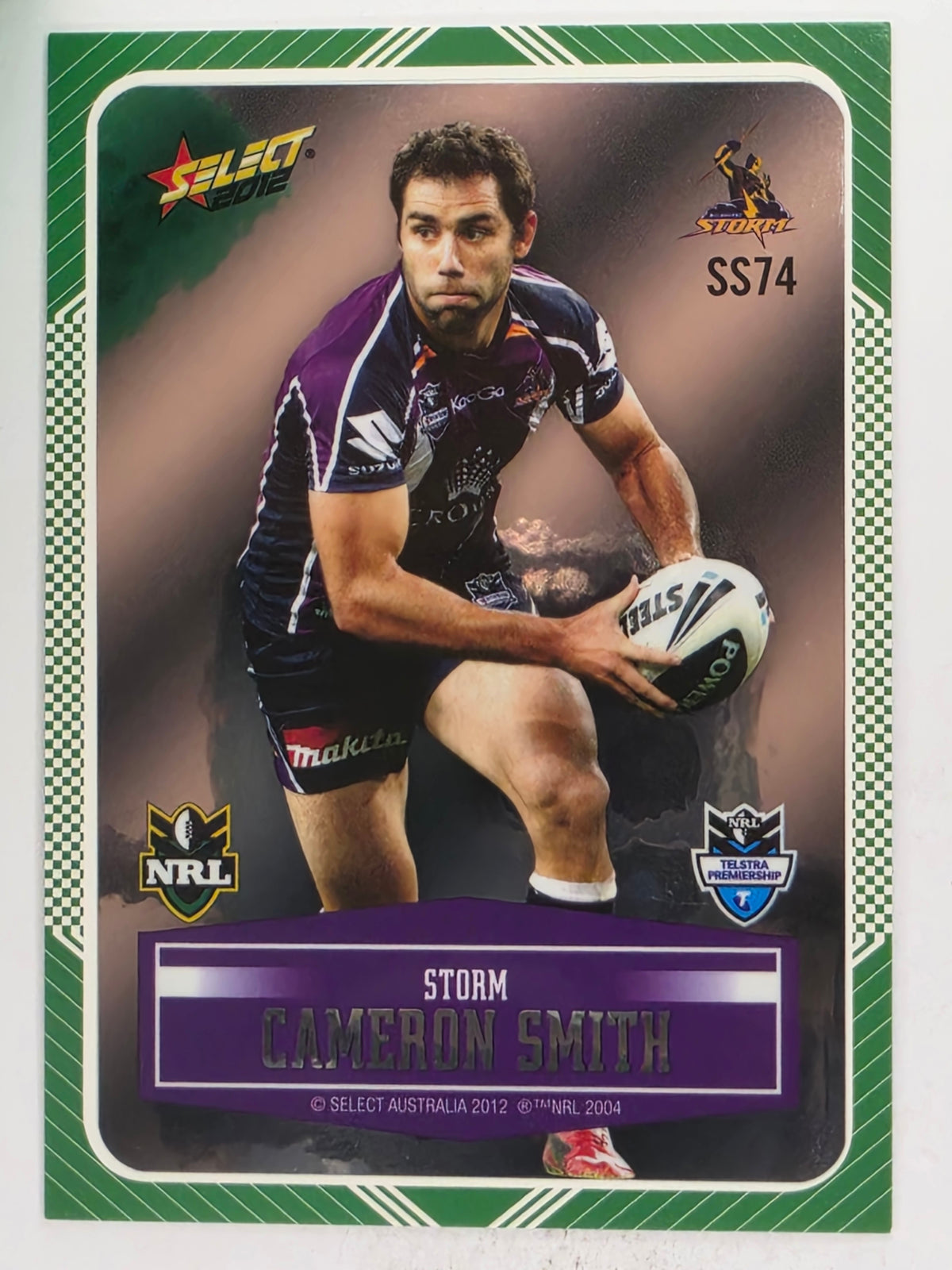 NRL 2012 Champions Peeled Parallel Card #74 Cameron Smith Melbourne Storm