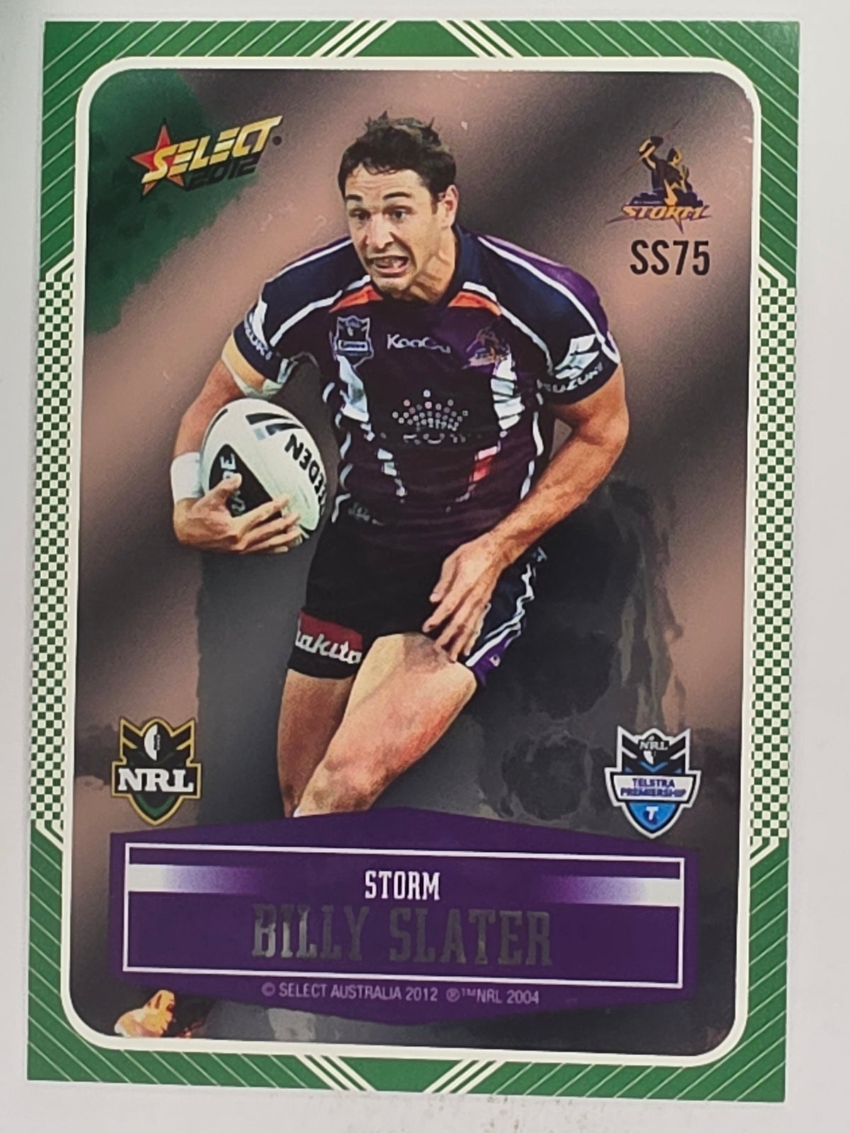 NRL 2012 Champions Peeled Parallel Card #75 Billy Slater Melbourne Storm