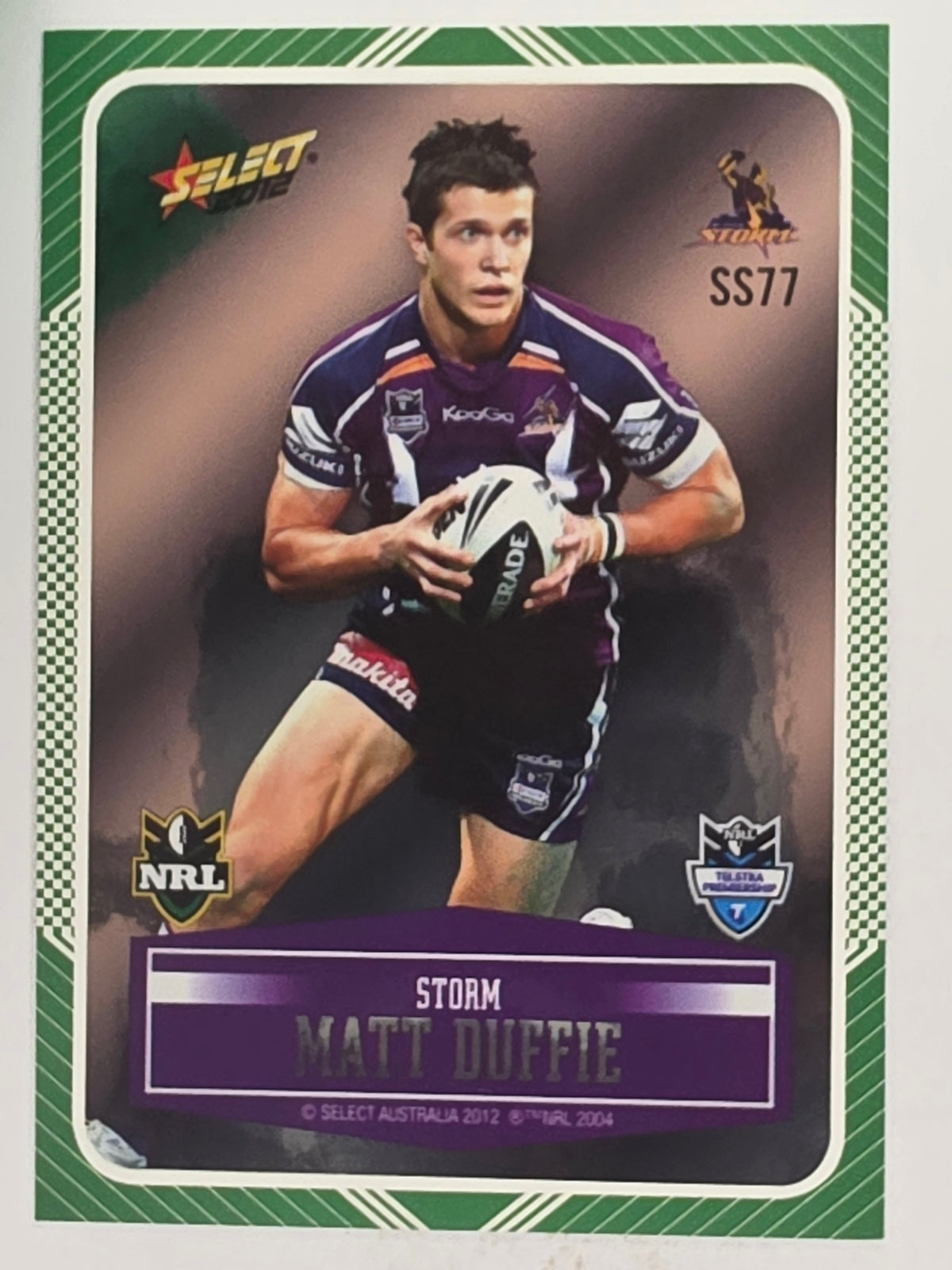 NRL 2012 Champions Peeled Parallel Card #77 Matt Duffie Melbourne Storm