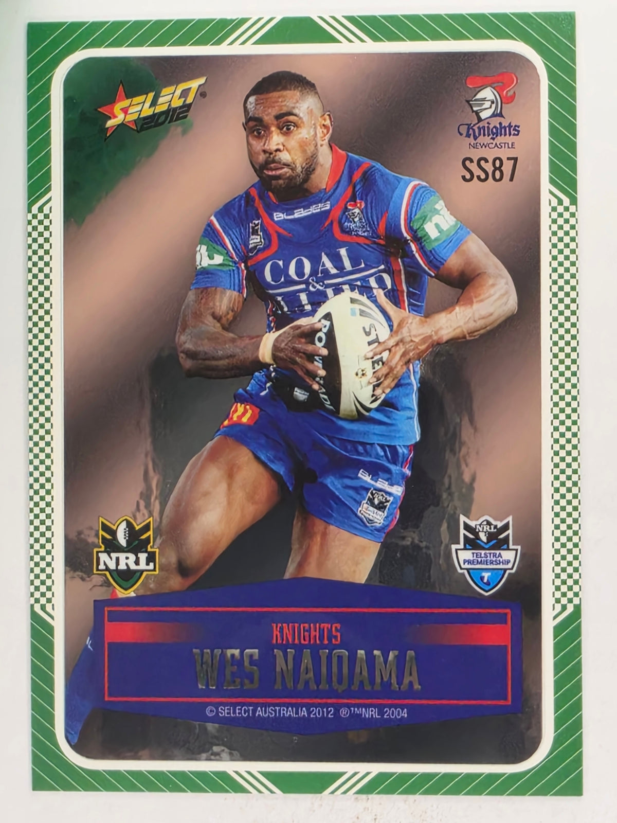 NRL 2012 Champions Peeled Parallel Card #87 Wes Naiqama Newcastle Knights