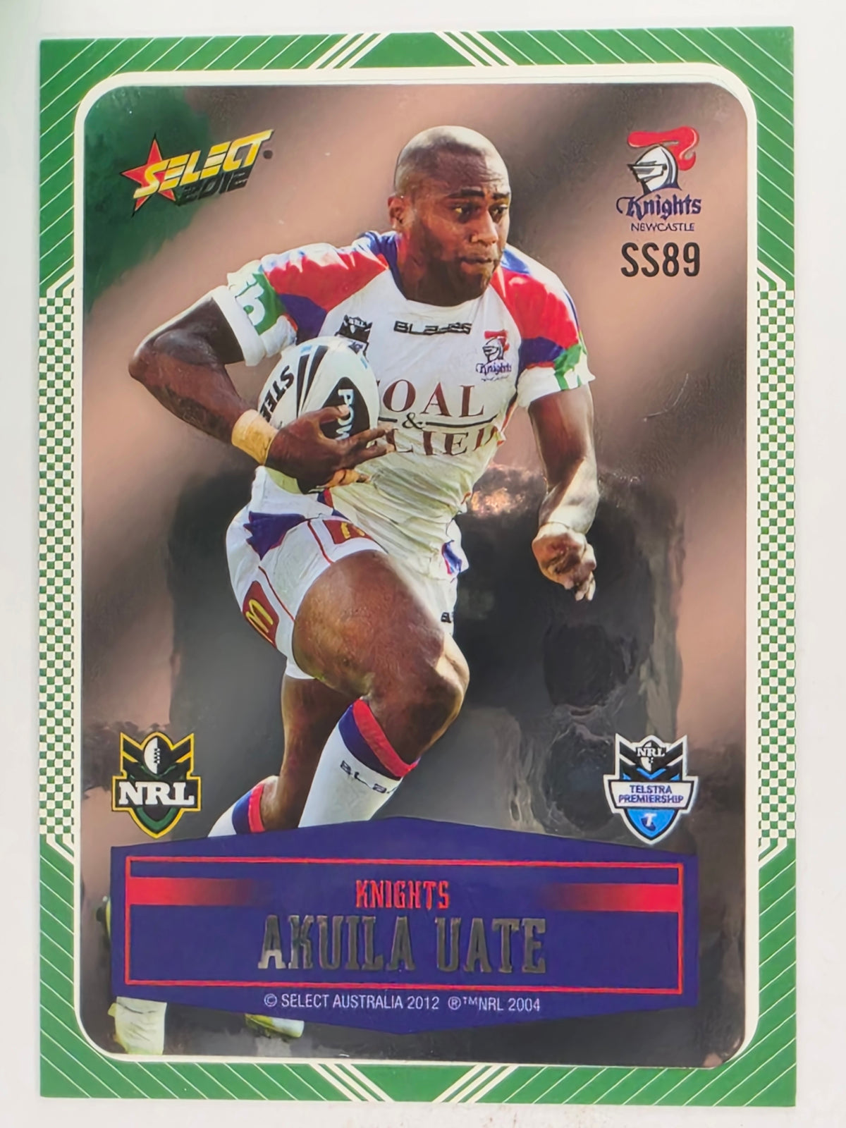 NRL 2012 Champions Peeled Parallel Card #89 Akuila Uate Newcastle Knights