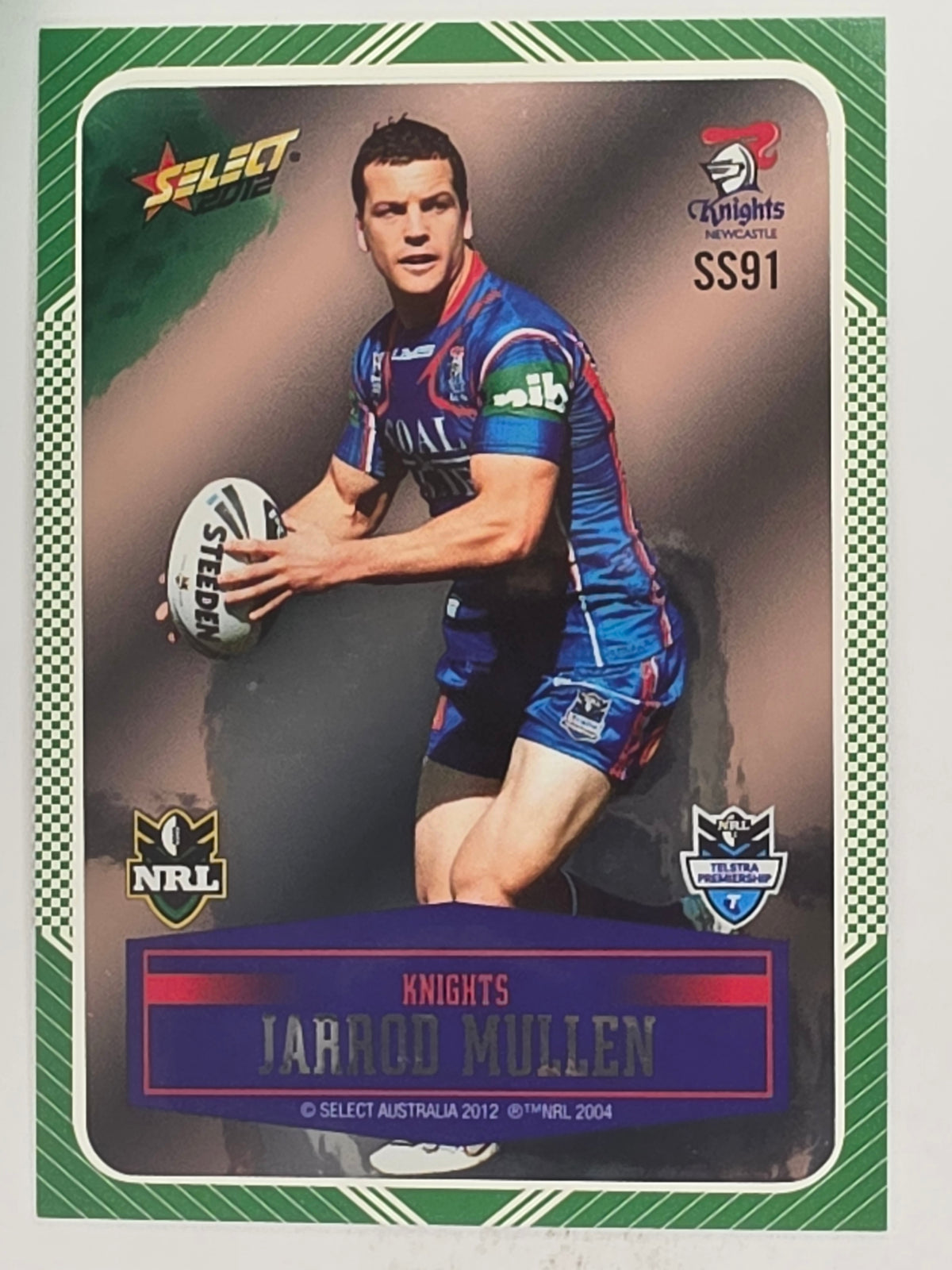 NRL 2012 Champions Peeled Parallel Card #91 Jarrod Mullen Newcastle Knights