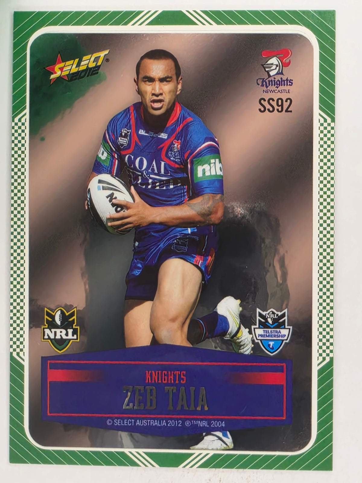 NRL 2012 Champions Peeled Parallel Card #92 Zeb Taia Newcastle Knights