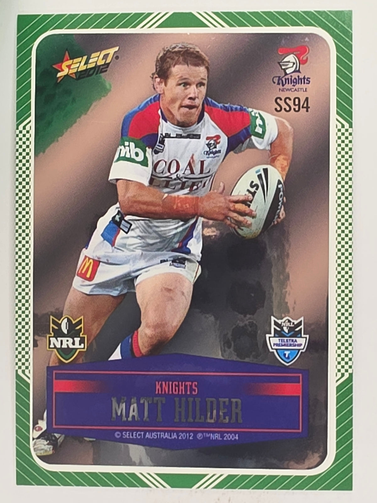 NRL 2012 Champions Peeled Parallel Card #94 Matt Hilder Newcastle Knights