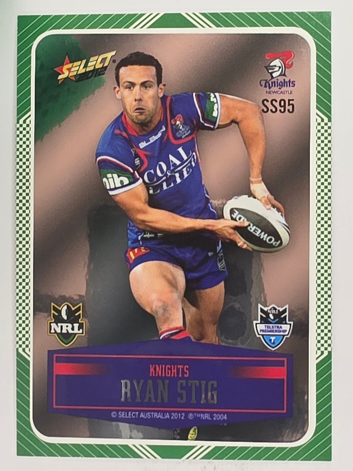 NRL 2012 Champions Peeled Parallel Card #95 Ryan Stig Newcastle Knights