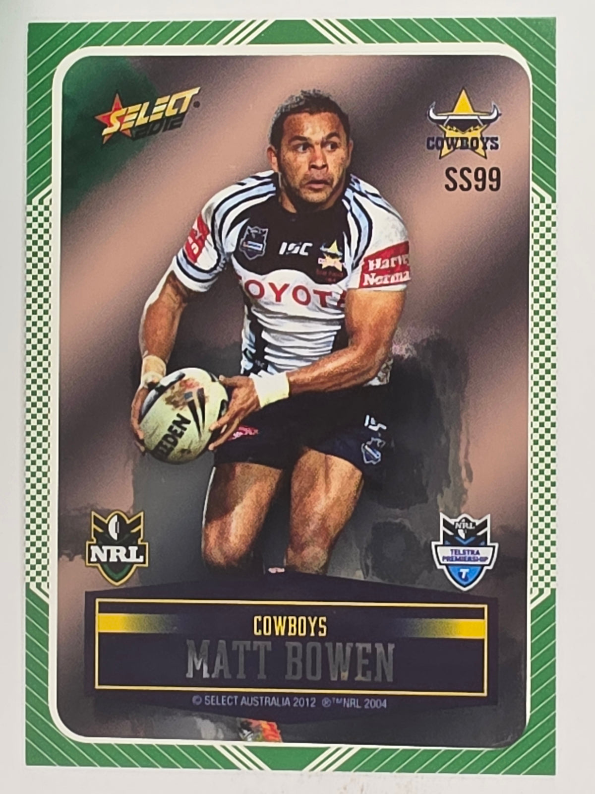 NRL 2012 Champions Peeled Parallel Card #99 Matt Bowen North Queensland Cowboys