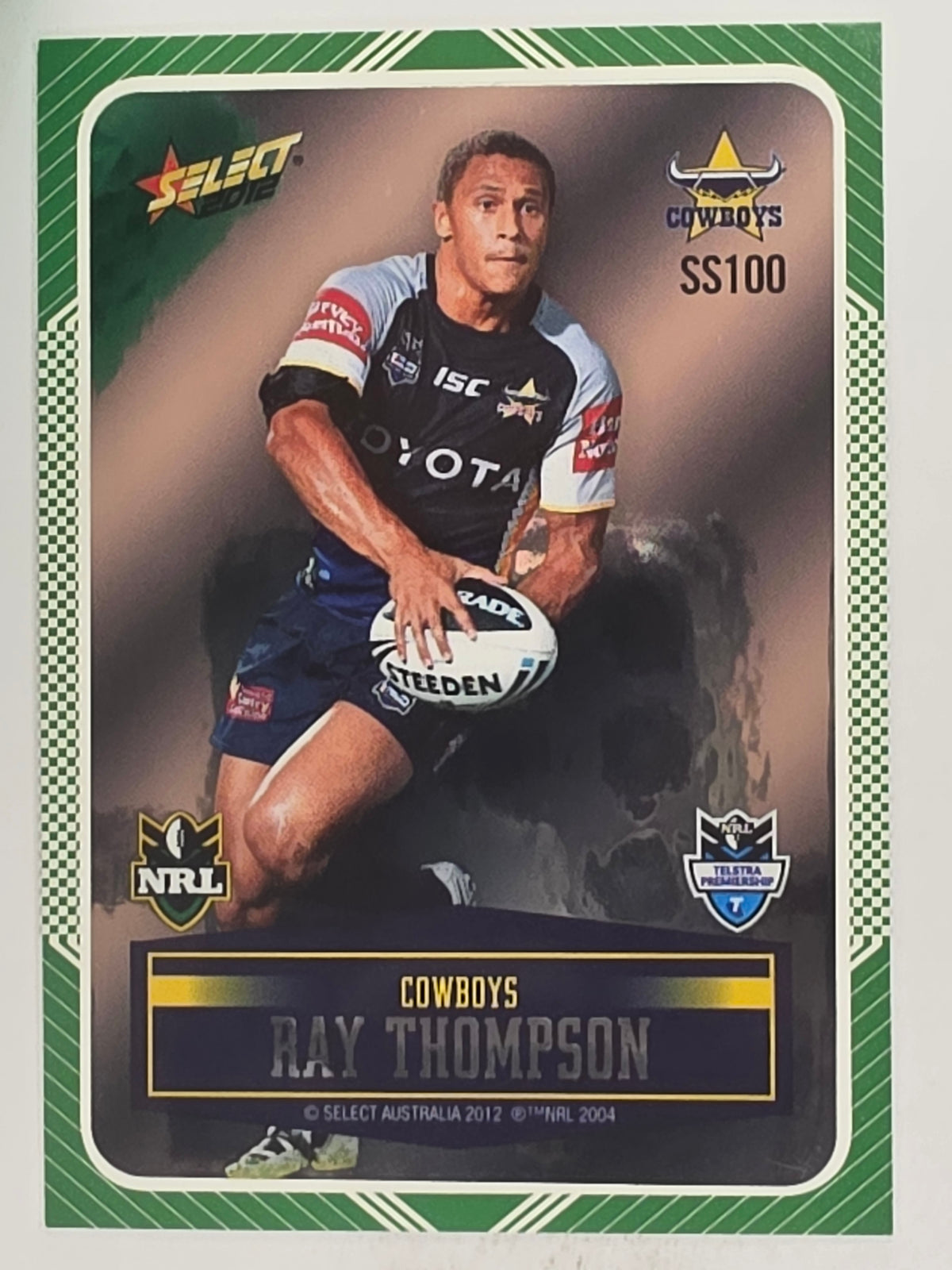 NRL 2012 Champions Peeled Parallel Card #100 Ray Thompson North Queensland Cowboys