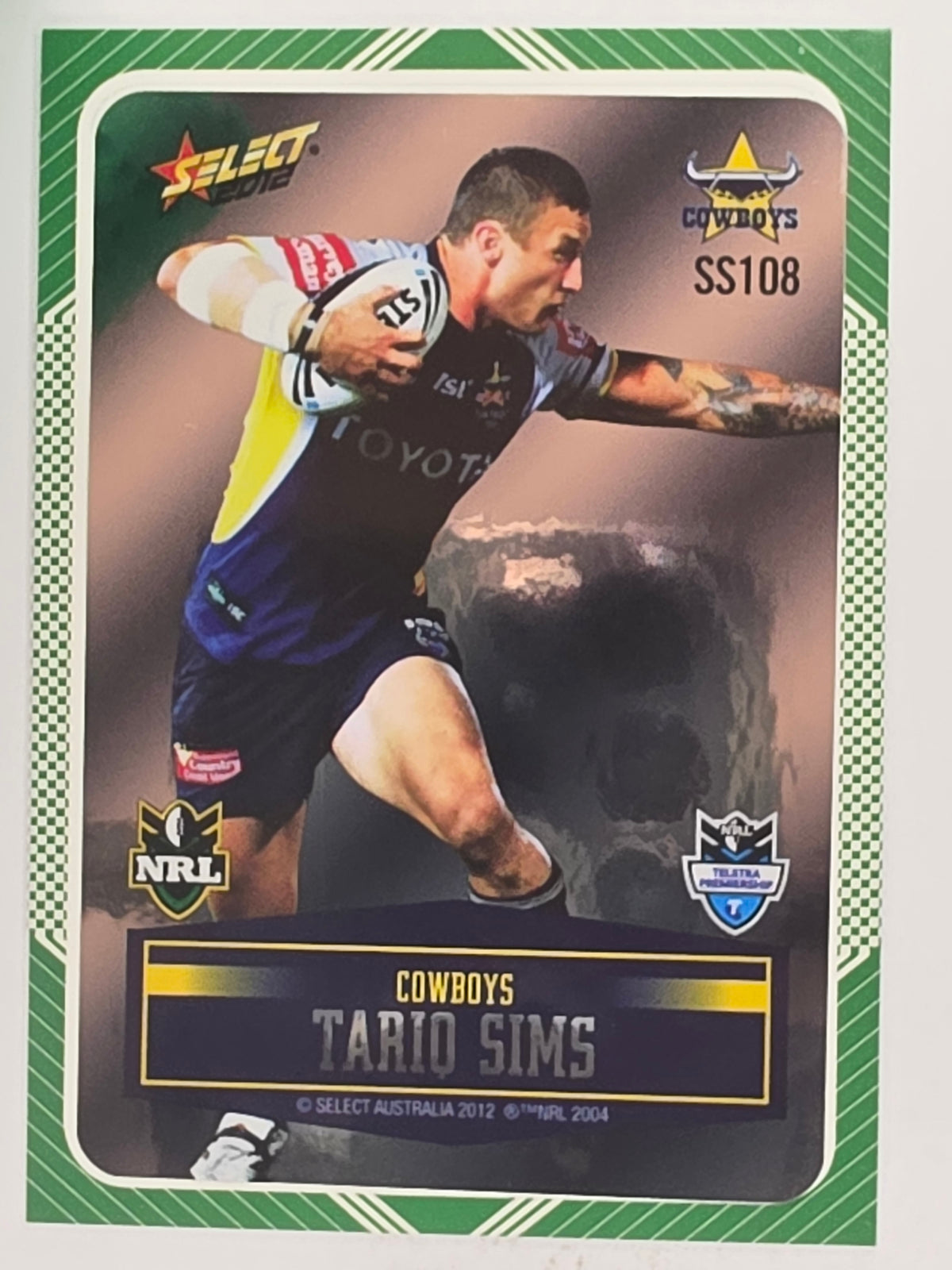 NRL 2012 Champions Peeled Parallel Card #108 Tariq Sims North Queensland Cowboys