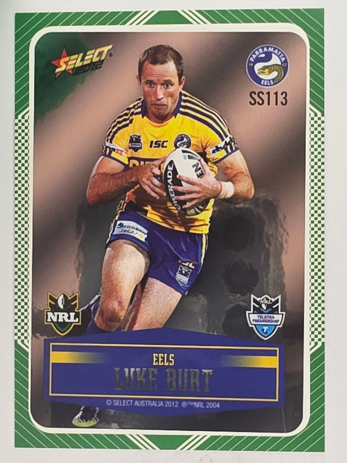 NRL 2012 Champions Peeled Parallel Card #113 Luke Burt Parramatta Eels
