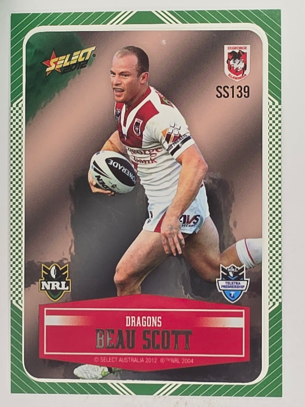 NRL 2012 Champions Peeled Parallel Card #139 Beau Scott St George Illawarra Dragons