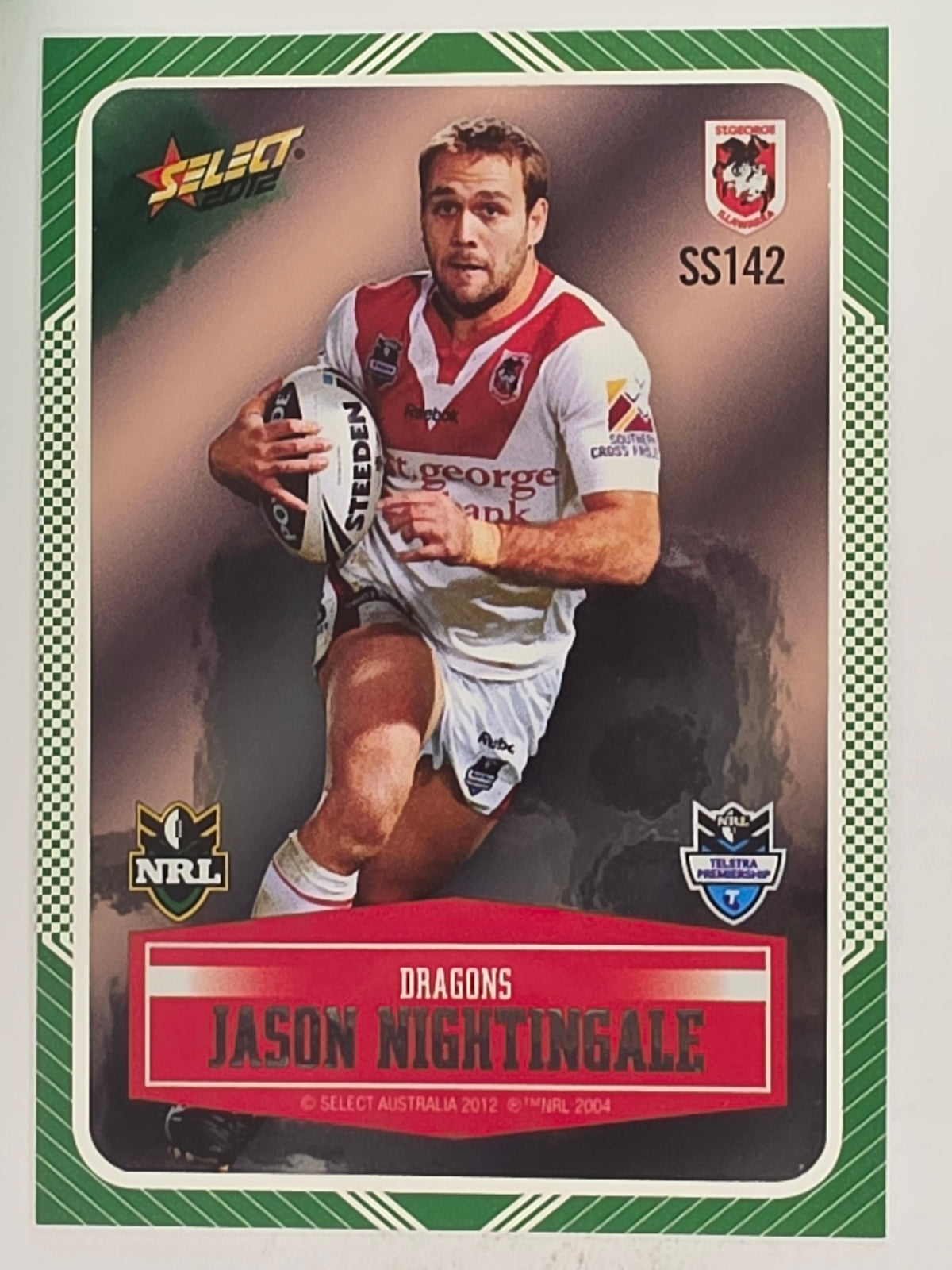 NRL 2012 Champions Peeled Parallel Card #142 Jason Nightingale St George Illawarra Dragons