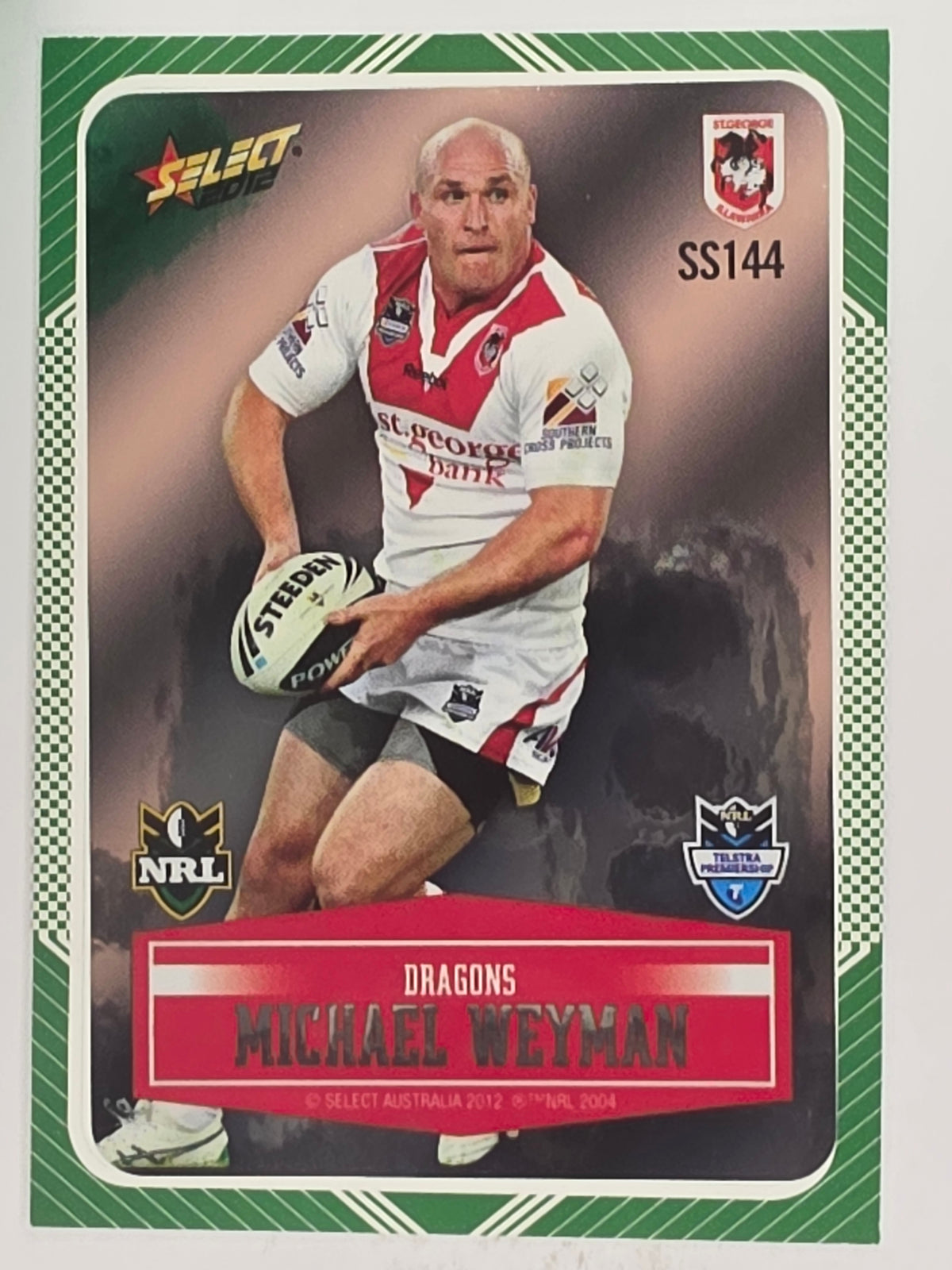 NRL 2012 Champions Peeled Parallel Card #144 Michael Weyman St George Illawarra Dragons